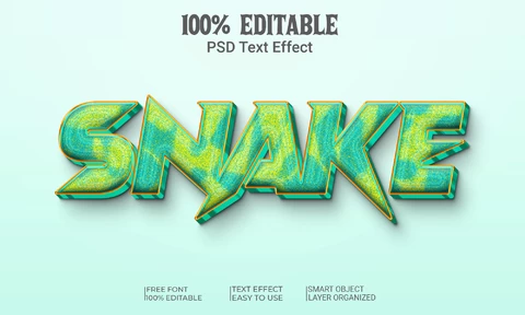 PSD Snake Green Sharpen 3D Text Effect