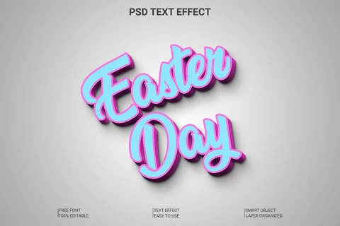 PSD Easter day 3d font style effect