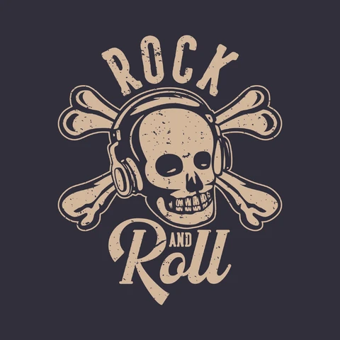 EPS,JPG Camiseta com desenho de caveira de rock and roll vintage
