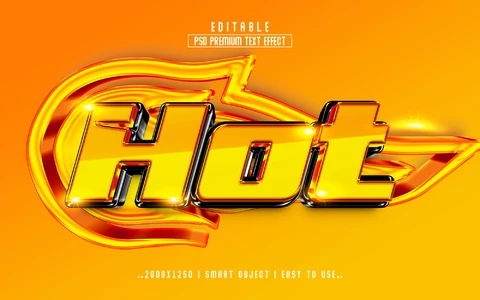 PSD Hot Glossy Flamy 3D Text Effect