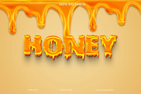 PSD Efecto de texto con estilo de fuente Honey