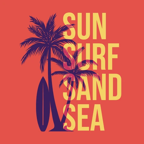 EPS,JPG Tropical Retro Beach Vibes Design