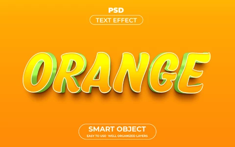 PSD Orange Cartoon 3D Text Effect