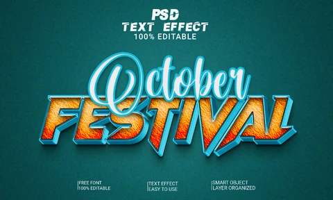 PSD October Festival Sharpen 3D Font Style Effect