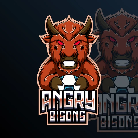 EPS,JPG Mascot Logo Design for Angry Bisons