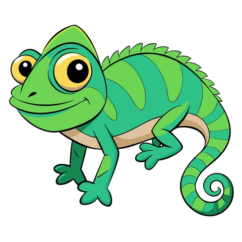 AI,JPG Cartoon Style Chameleon Illustration