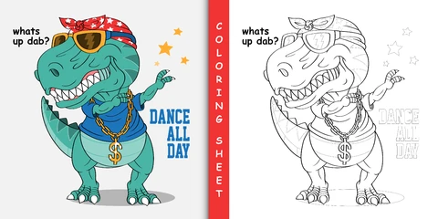 EPS,JPG Coloring Book Page Design with Dinosaur
