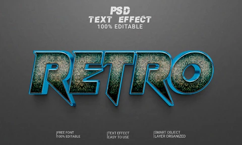 PSD Efecto de estilo de fuente retro rock 3d