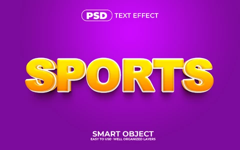 PSD Sports Purple and Yellow Text Effect