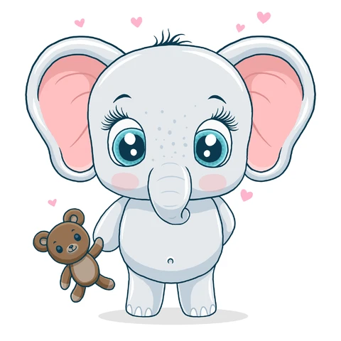 EPS,JPG Cute Cartoon Baby Elephant Illustration