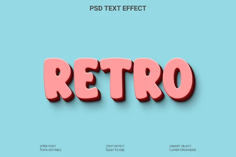 PSD Efeito de estilo de fonte 3d retrô elegante
