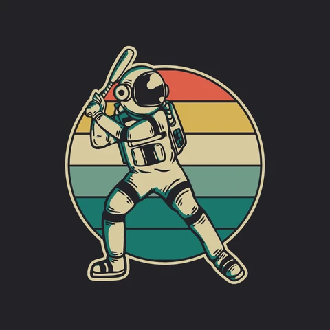 EPS,JPG Gráfico retro de astronauta de béisbol