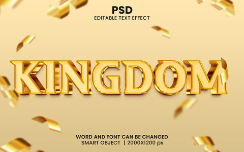 PSD Efecto de texto Kingdom golden party