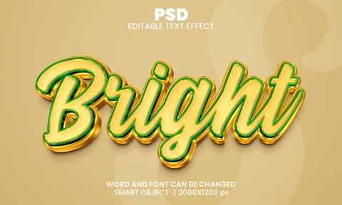 PSD Efecto de texto 3d dorado brillante