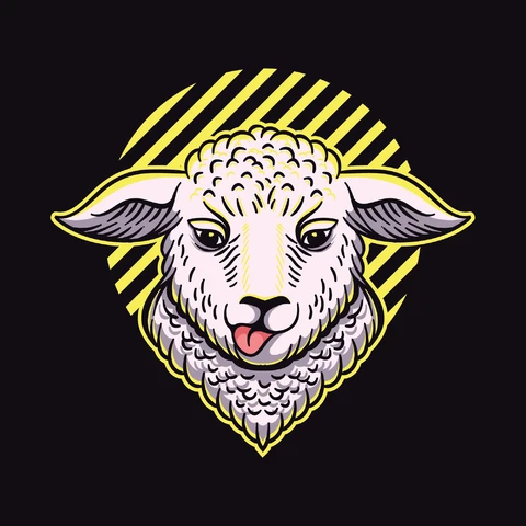 EPS,JPG Vintage Illustration of a Playful Sheep