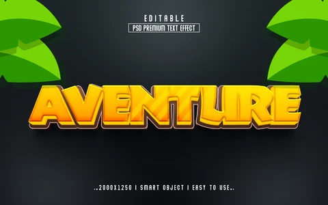 PSD Jungle Aventure 3D Text Effect