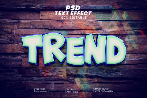 PSD Trend Blue Cartoon Videogame Adventure Wood 3D Text Effect