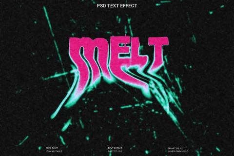 PSD Efeito de estilo de texto derretido