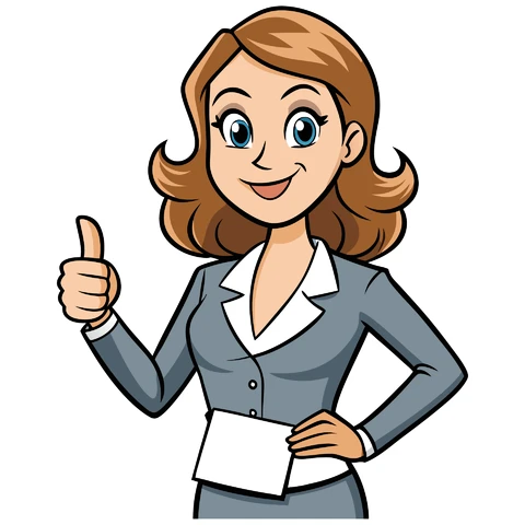 AI,JPG Cartoon Businesswoman with Thumbs Up