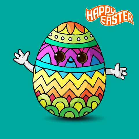 EPS,JPG Ilustración de un huevo de Pascua en colorido estilo cartoon