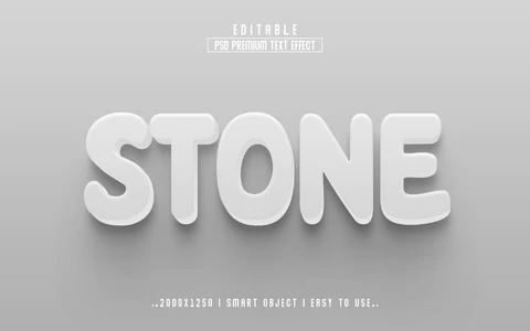 PSD Piedra blanca de dibujos animados 3d efecto de texto