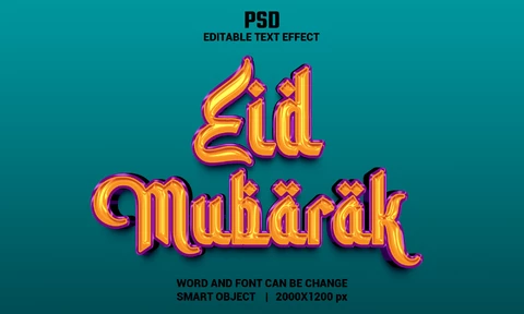 PSD Efecto de texto Eid mubarak