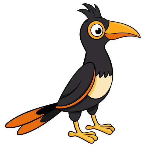 AI,JPG Cartoon Style Bird Illustration