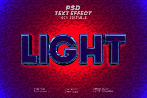 PSD Efecto de texto 3d azul claro brillante rojo