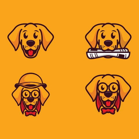 EPS,JPG Playful Cartoon Dog Emoji Collection