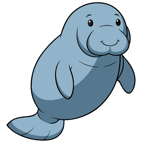 AI,JPG Cartoon Style Manatee Illustration