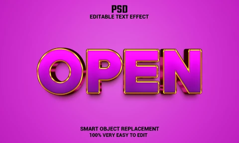 PSD Efeito de texto aberto