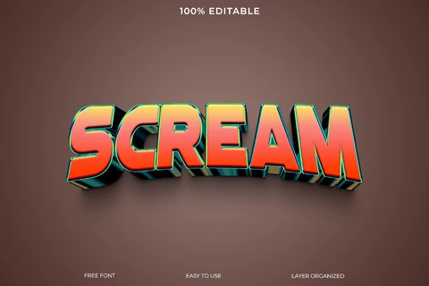 PSD Effet de style de texte "Scream" (cri)