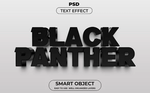 PSD Pantera nera effetto testo 3d
