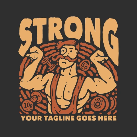 EPS,JPG Retro Style Strongman Gym Logo Design