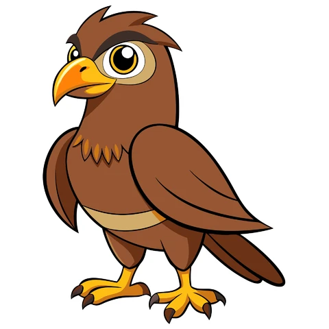 AI,JPG Cartoon Style Brown Bird Illustration