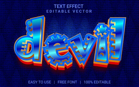EPS,AI Efecto de texto Diablo