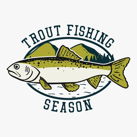 EPS,JPG Vintage Badge for Trout Fishing Season