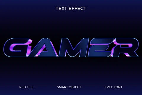 PSD Futuristic Neon Gamer Text Effect