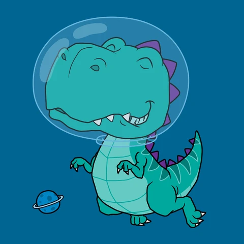 EPS,JPG Cartoon Style Space Dinosaur Illustration