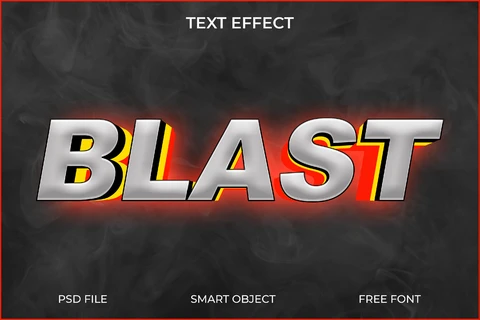 PSD Efeito de texto de explosão metálica 3d