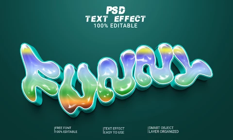 PSD Efeito de estilo de fonte 3d de geleia engraçada