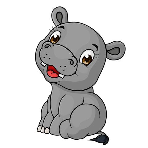 EPS,JPG Cute Cartoon Hippo Illustration