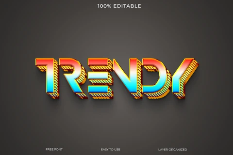 PSD Trendy Retro Text Style Effect