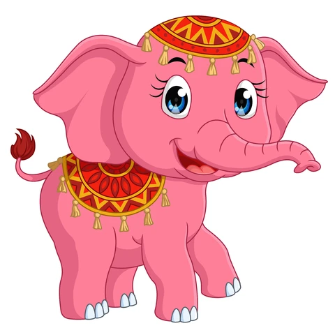 EPS,JPG Cartoon Elephant in Traditional Attire