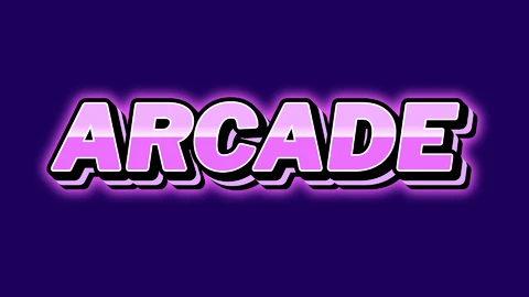 EPS,AI Glowy Purple Arcade 3D Text Effect