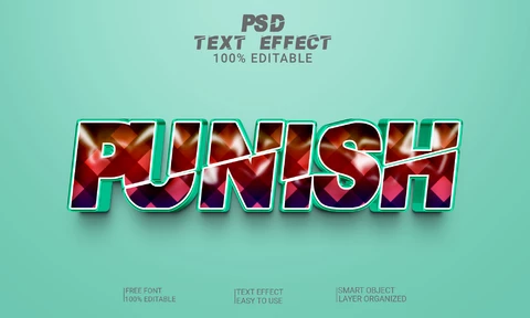 PSD Castigar rebanada 3d estilo de fuente efecto