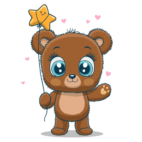 EPS,JPG Cute Cartoon Bear with Star Balloon