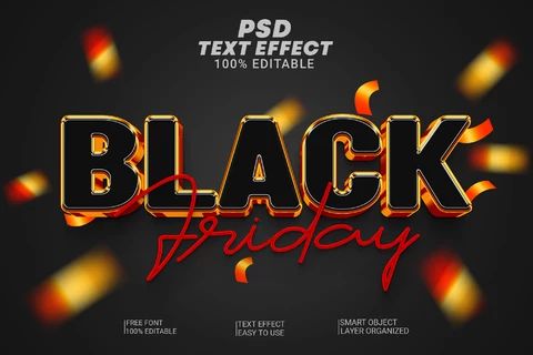 PSD Efekt tekstowy 3d na imprezę z okazji czarnego piątku