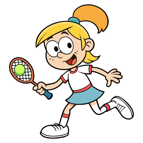 AI,JPG Cartoon Character Playing Tennis