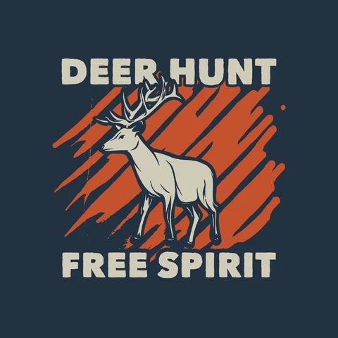 EPS,JPG Vintage Hunting Graphic with Deer Illustration